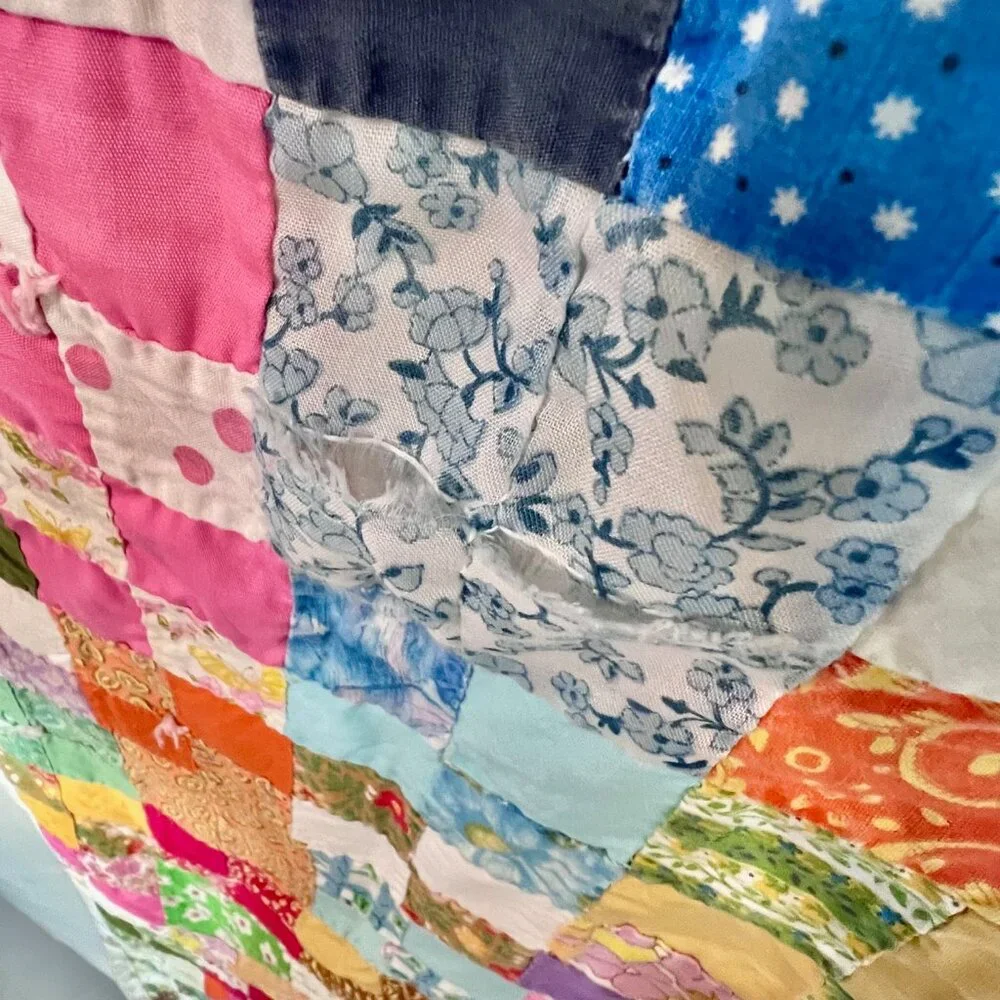 Quilted baby Blanket, VTG Baby Patchwork Blanket 1968 Vtg Quilt, Patchwork Quilt